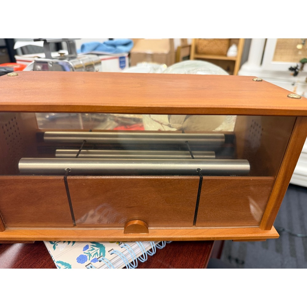 Vintage Ken Bakeman AG Industries Rain Chimes Meditation Box Wood Metal 1991